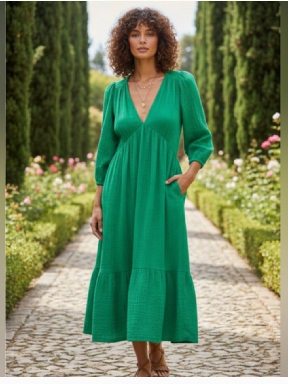 Xirena Ella Maxi Dress Green Apple Cotton Gauze Babydoll XS